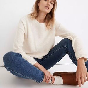 Madewell Size Small Seagrove Waffle Knit Cream Crewneck Pullover Sweater